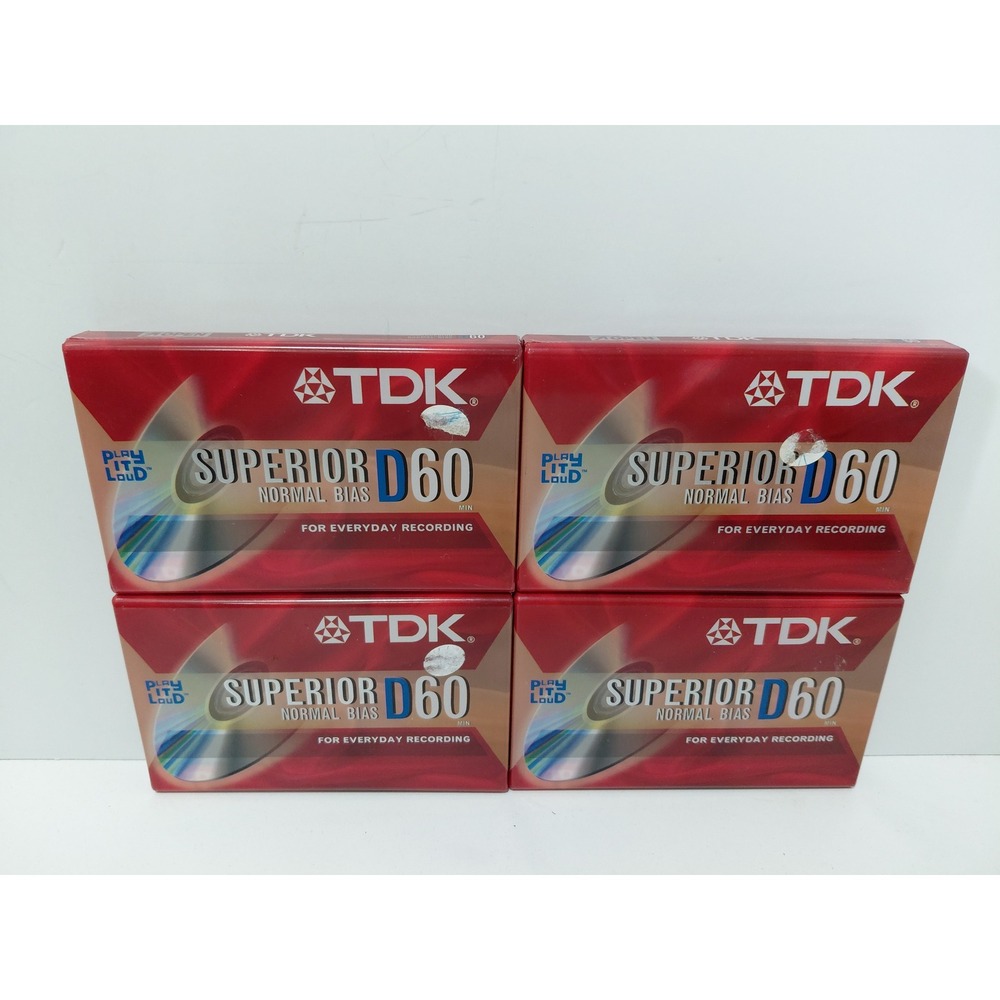 Lot of 4 TDK Superior D60 Normal Bias Blank Audio Cassette Tapes 60 Min Sealed‎